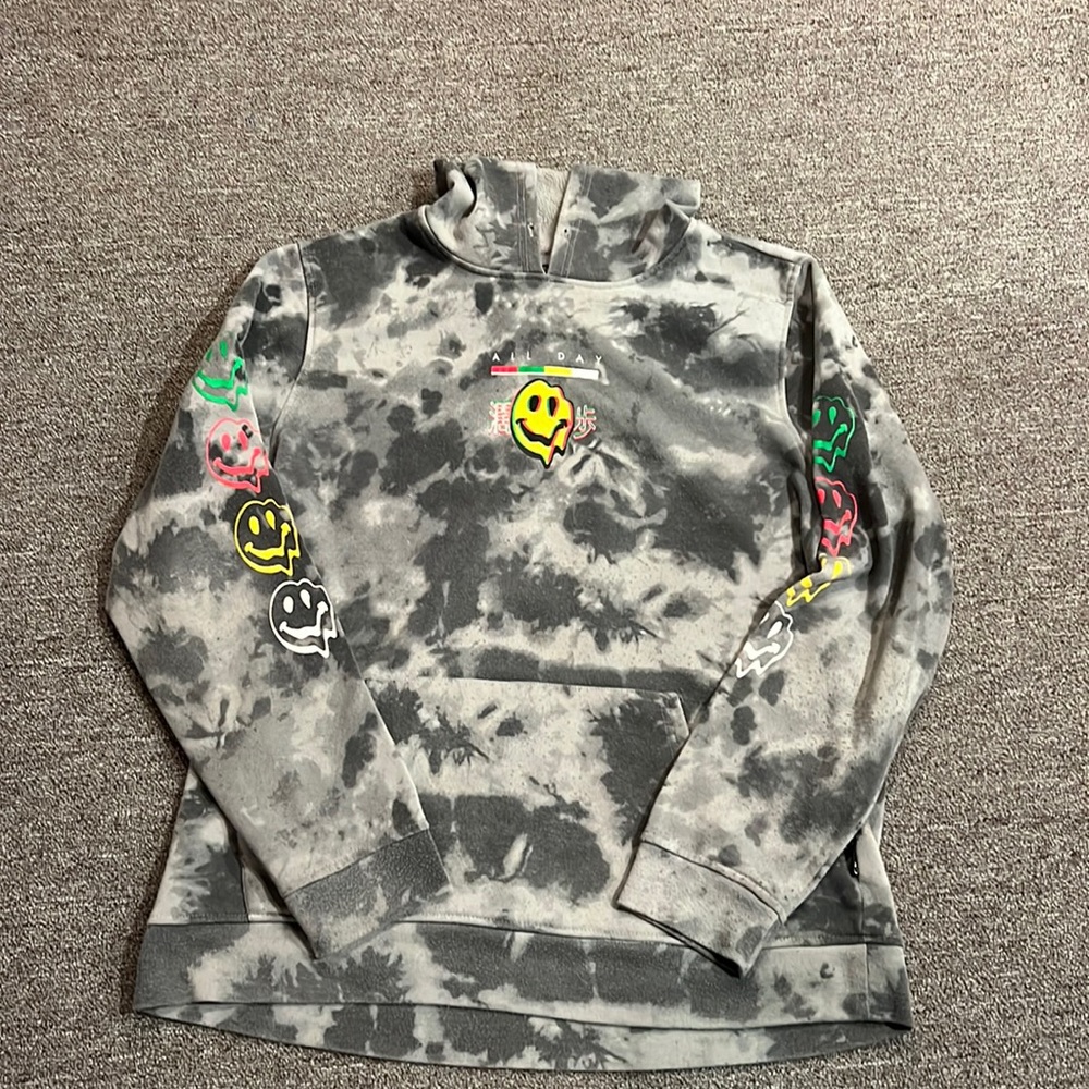trademark Brooklyn sweatshirt , tie-dyes with Smileys on it